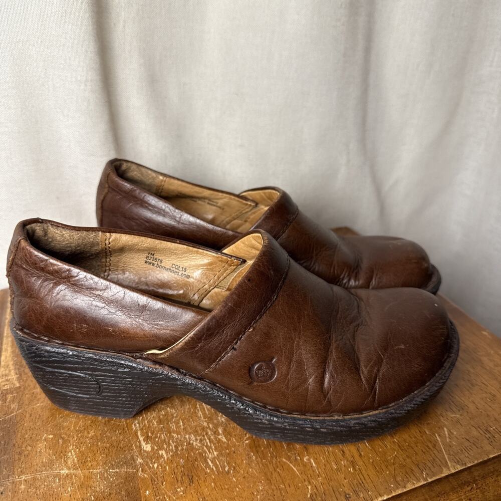 BOC Born Concept Clogs Women's 7 M Peggy Brown Leather‎ Cushioned Comfort Shoes
